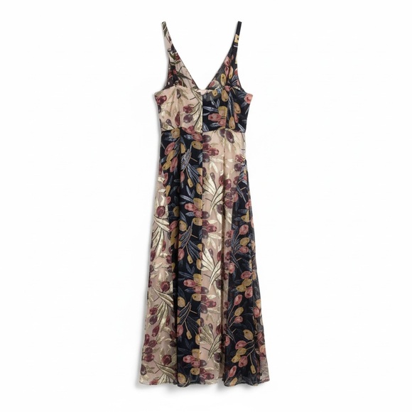 Cinq à Sept Carolee Midi Dress Mixed Floral Twist Front Burnout Size 8 EUC - Picture 2 of 9